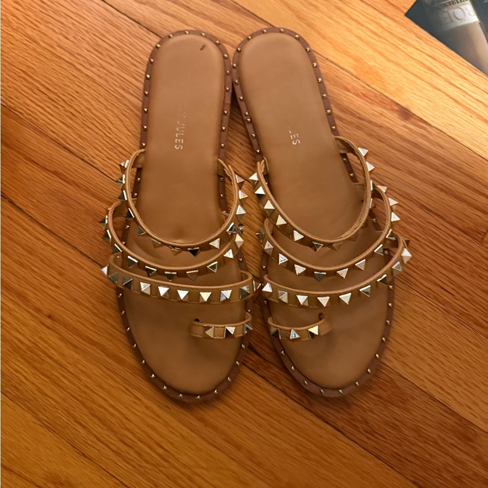 Sincerely Jules Tan Studded Sandals